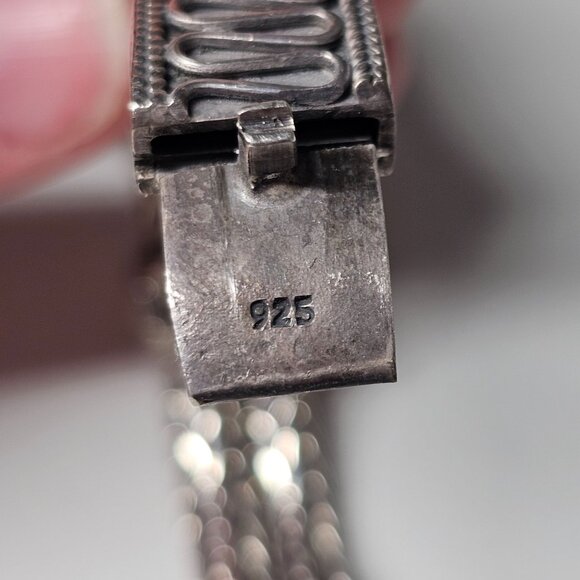 Artisan Sterling Silver 925 Woven Braided Bracelet Decorative Clasp Boho Western - Picture 3 of 11